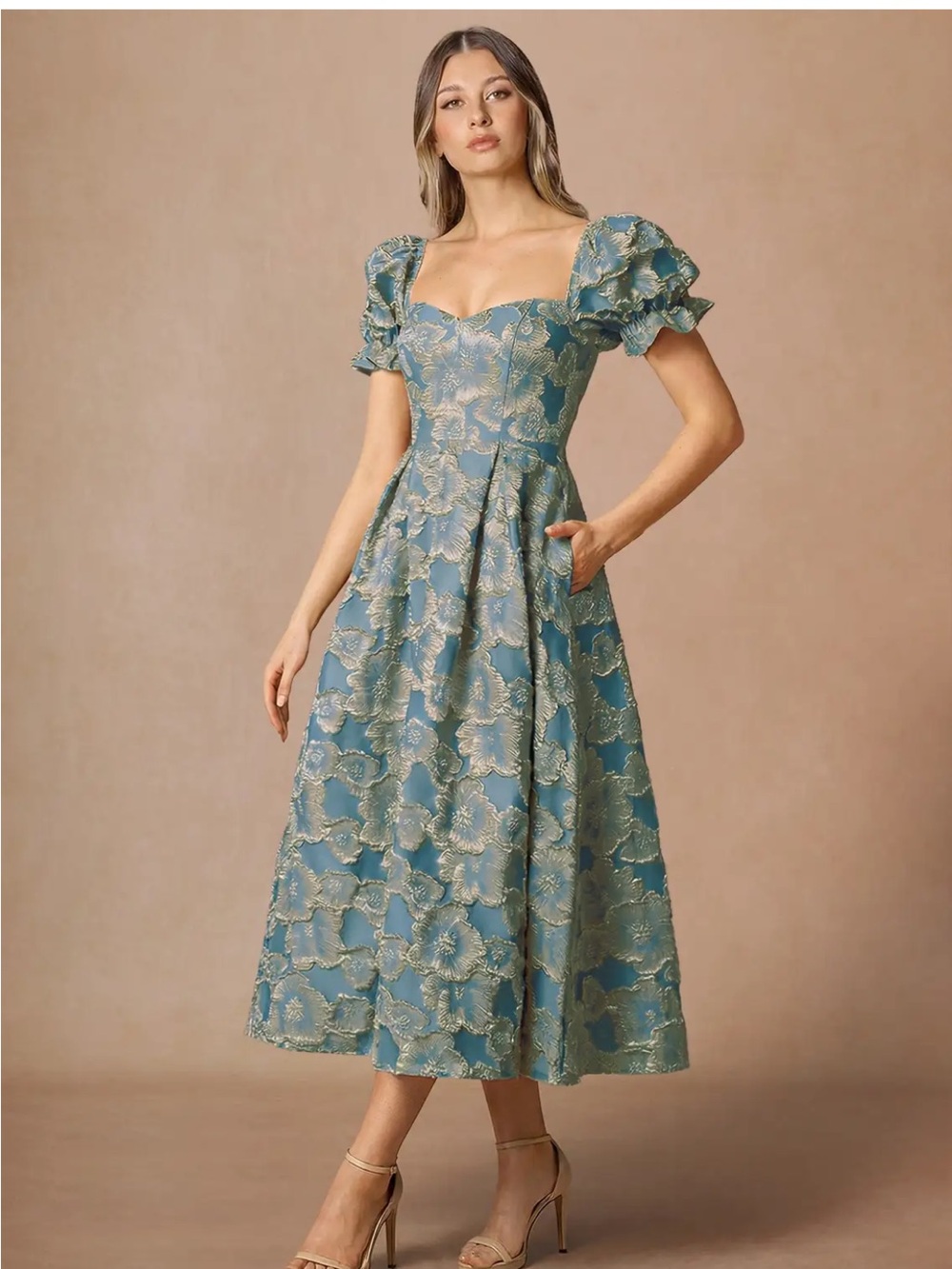 Azazie Amy Lake Blue Midi Dress